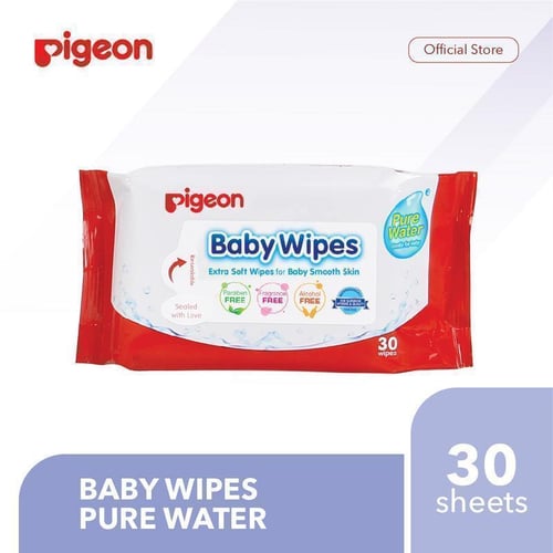 PIGEON Baby Wipes Pure Water - 30 Sheets