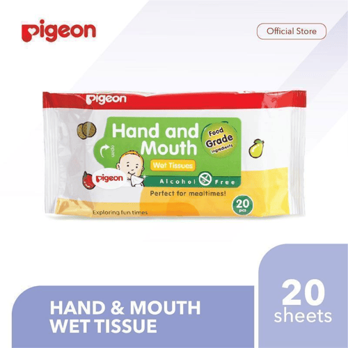 PIGEON Hand and Mouth Wet Tissue - 20 Sheets