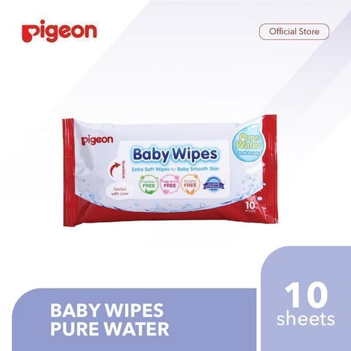 PIGEON Baby Wipes Pure Water - 10 Sheets