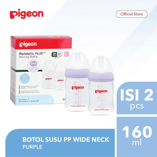 PIGEON Botol Susu PP Wide Neck 160Ml Isi 2 Pcs - Purple