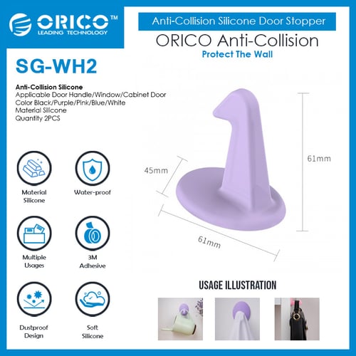 ORICO Colorful Anti-Collision Silicone Door Stopper - SG-WH2 - PURPLE