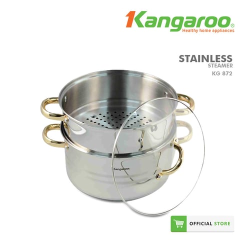 Kangaroo Panci Steamer 2 Susun KG872 26 cm Stainless Steel 304