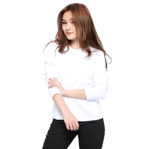 Rimas Fashion O-Neck Polos Kaos Wanita - Putih Size L