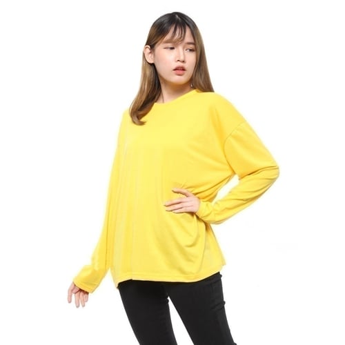 Rimas Fashion O-Neck Polos Kaos Wanita - Kuning Size L