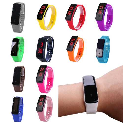 jam tangan digital led touch screen anti air strap silikon untuk wanita No.06010005