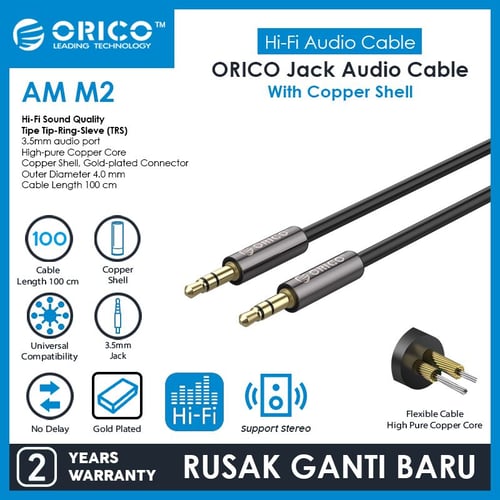 ORICO AUX Copper Shell 3.5mm Audio Extension Cable - 100 cm - AM-M2-10