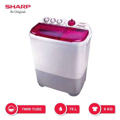 Sharp Mesin Cuci 2 Tabung 8 Kg ES-T85CR-PK (Pink)