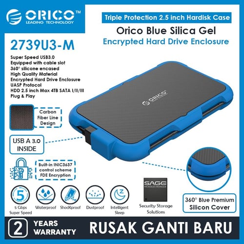 ORICO 2.5-Inch Hard Drive Enclosure with Encryption - 2739U3-M