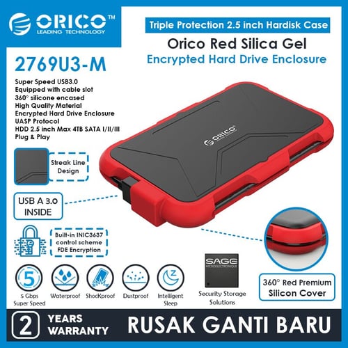 ORICO 2.5-Inch Hard Drive Enclosure with Encryption - 2769U3-M