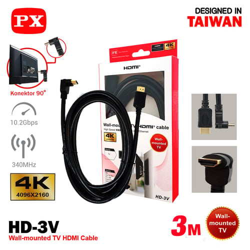 4K 90 derajat L Kabel HDMI Ethernet 3m PX HD-3V