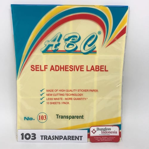 Sticker labels No.103 Transparent isi 25bks @10lbr