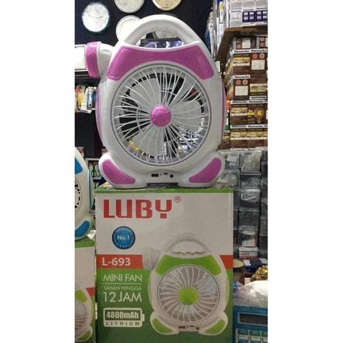 Kipas Angin 7 inch LUBY ada Senter 7w dan 2 Lampu Emergency cob