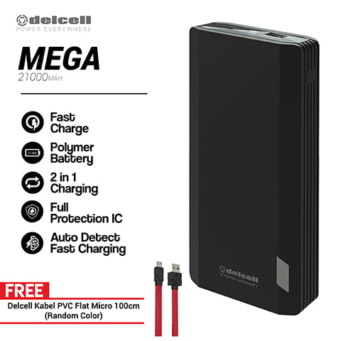 Delcell 21000mAh Powerbank Mega Real Capacity Free Kabel PVC 100cm
