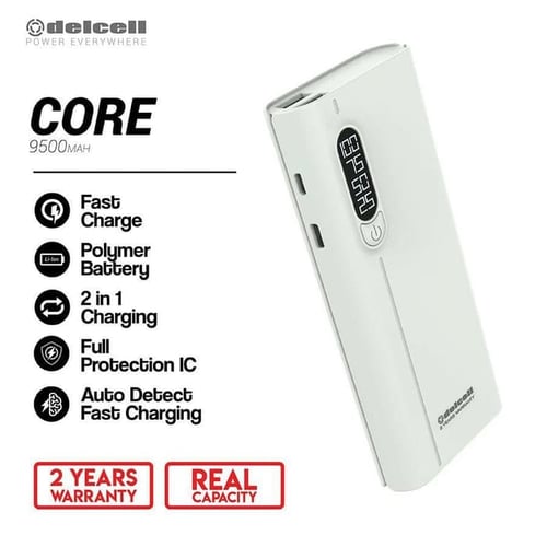 Delcell Powerbank CORE 9500mAh Real Capacity - Putih
