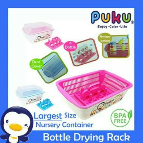 Puku Container Drying Rack 30505 - Blue Rak Pengering Botol Susu Anak