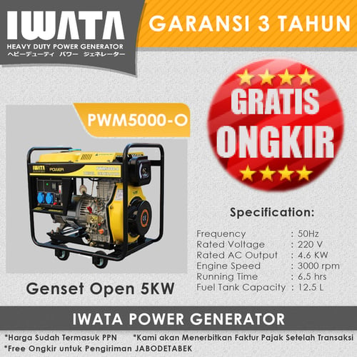 Genset Diesel IWATA 5KVA Open - PWM5000-O