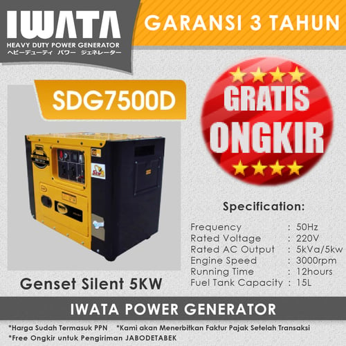 Genset Diesel IWATA 5Kva Silent - SDG7500D