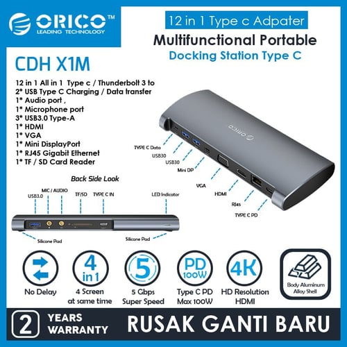 ORICO 12in1 Type-C HUB Aluminum Alloy Multi-Function CDH-X1M