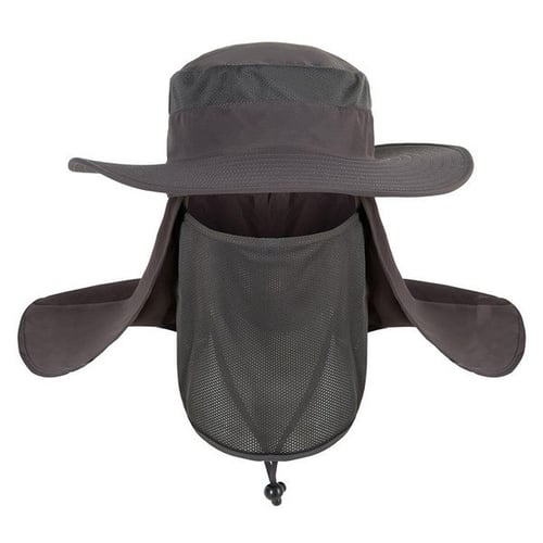 Rimas Anti UV Matahari Fishing Hat Round Edge Topi Pria Black