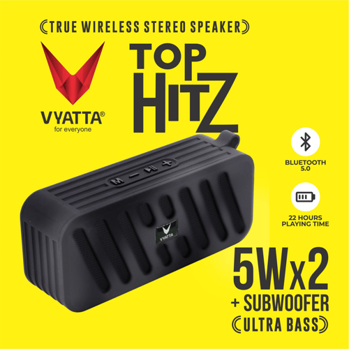 VYATTA Top Hitz TWS Speaker - Stereo, Bluetooth, USB/TF - ULTRA BASS - Satin SIlver