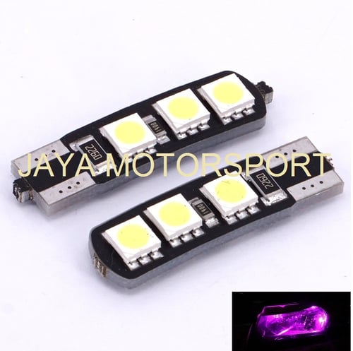 JMS - Lampu LED Mobil / Motor / Senja T10 w5w / Wedge Side Canbus 6 SMD 5050 - Pink