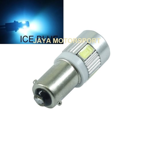 Lampu LED Mobil Motor Bayonet BA9S H6W T4W 6 SMD 5630 Alloy Crystal Blue