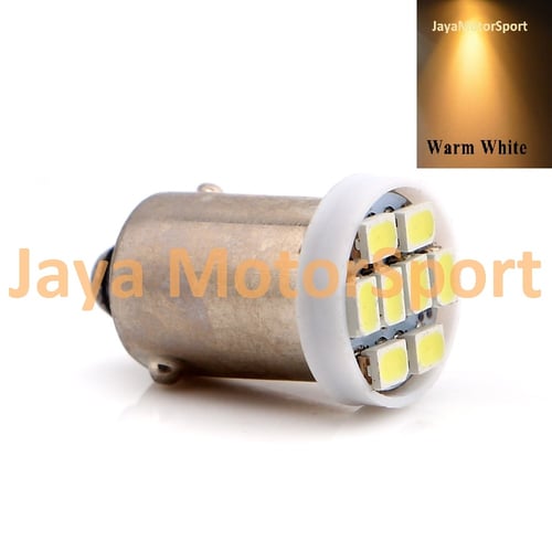 Lampu LED Mobil Motor Bayonet BA9S H6W T4W 8 SMD 1210 Warm White