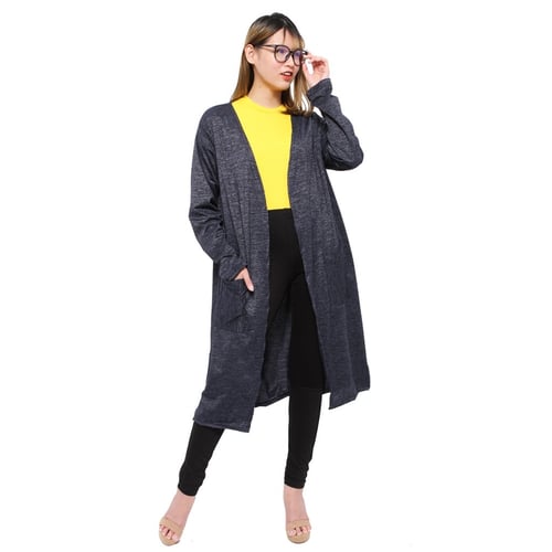 Rimas Citra Long Cardigan Serat Kayu Wanita - Navy Size L