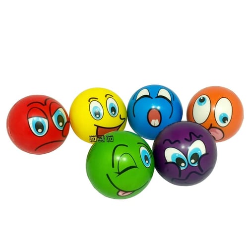 Bola Remas Squishy Busa Karakter Smile 6 Warna Besar - Kids Toys