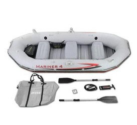 INTEX 68376 Perahu Karet Mariner 4 Inflatable Raft River Lake Boat Set