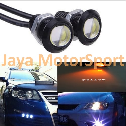 JMS - Lampu LED Motor / Mobil Mata Elang / Eagle Eyes DRL Daytime 3W 18mm Yellow (2 Pcs/Set)