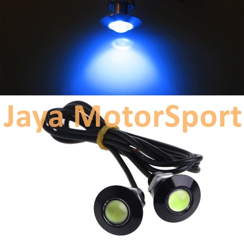 JMS - Lampu LED Mobil / Motor Mata Elang / Eagle Eye DRL Daytime Black Housing 3W 23MM - Blue - 2 Pcs per Set