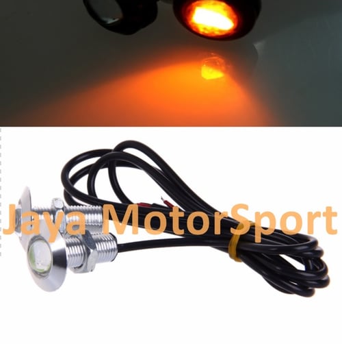 JMS - Lampu LED Mobil / Motor Mata Elang / Eagle Eye DRL Daytime Silver Housing 3W 23MM - Yellow - 2 Pcs per Set
