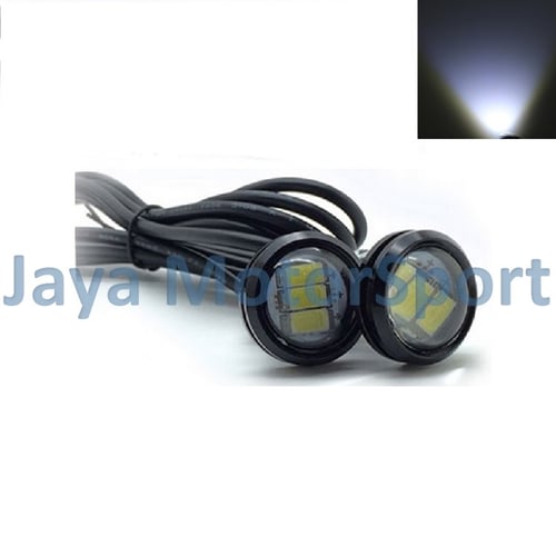 JMS - Lampu LED Motor / Mobil Eagle Eye / Mata Elang / DRL Daytime Black Housing 3 SMD 23MM - White - 2 Pcs per Set