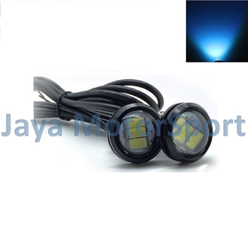 JMS - Lampu LED Motor / Mobil Eagle Eye / Mata Elang / DRL Daytime Black Housing 3 SMD 23MM - Ice Blue - 2 Pcs per Set