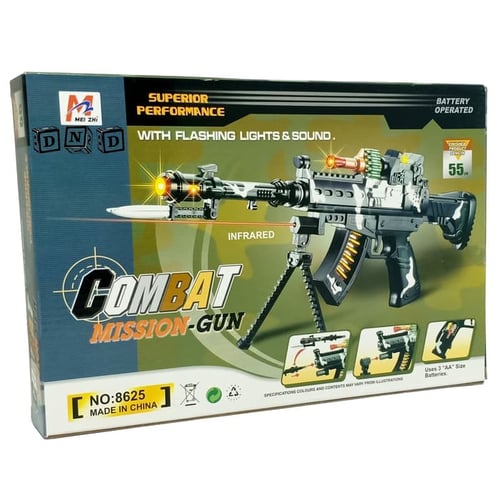 Pistol Elektronik Combat Mission Gun Senapan Lampu Suara - Kids Toys