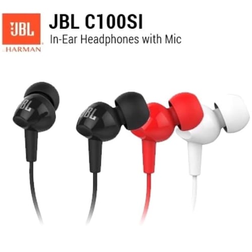 Handsfree Headset JBL C100SI Harman In Ear Headphones Original - Hitam