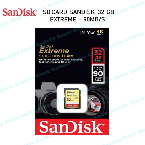 SanDisk SDHC 32GB EXTREME 90MB/s Class 10 Memory Kamera SD Card 32 GB