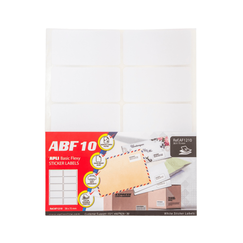 APLI Basic Flexy (ABF) White Labels 38 X 75MM 100 Unit - AF1210