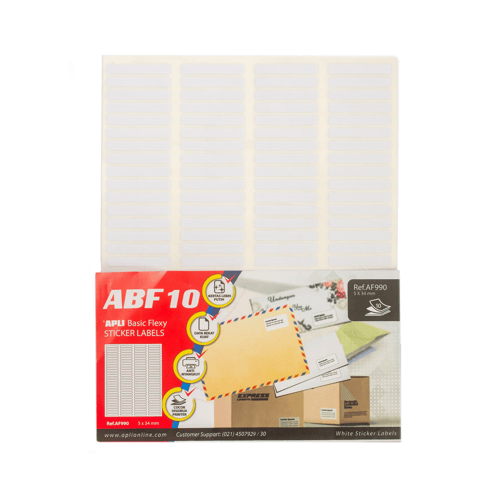APLI Basic Flexy (ABF) White Labels 5 X 34MM 1160 Unit - AF990