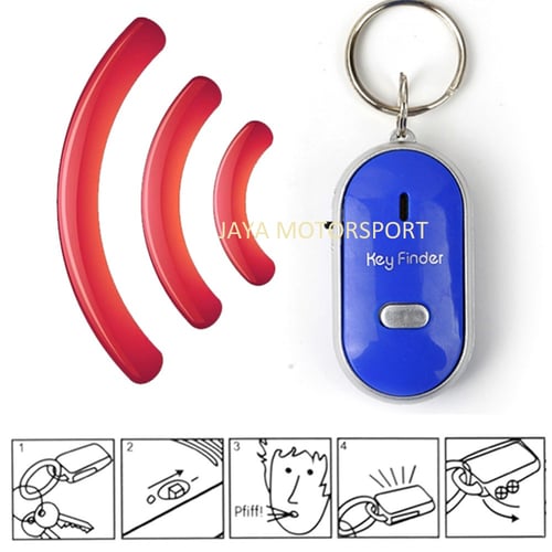 JMS - 1 Pcs Key Finder Location (Anti Lost Alarm) Whistle Sound Light Keychain Model B - Blue