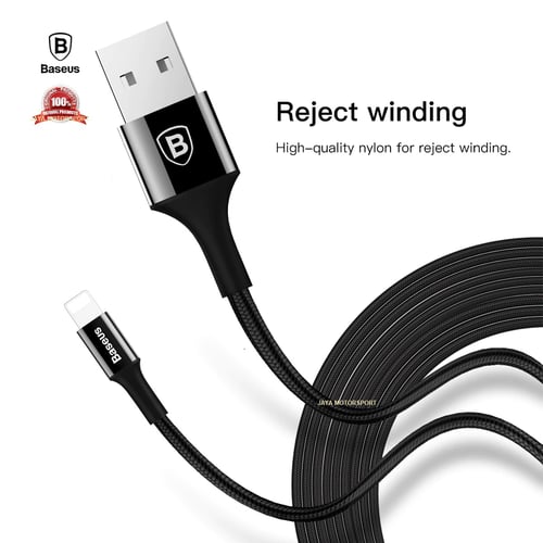 Baseus LED Light USB Cable For iPhone 2A Fast Charging Cable Handphone Charger HP USB