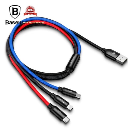 BASEUS 3in1 USB Cable Micro Charger Cord + Type-C Charger Cable 3.5A Charging USB Kabel Data for iPhone
