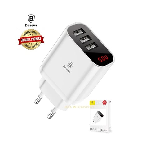 Baseus 3in1 USB Mirror Travel Wall charger Adapter For Universal Phone - White