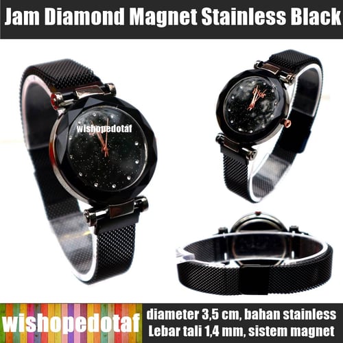 Jam Impor Stainless Diamond Magnet Black