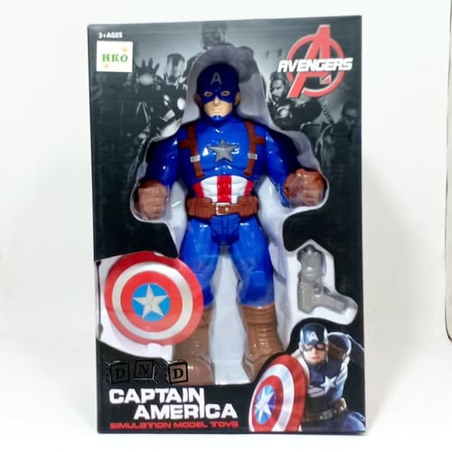 Robot Jalan Captain America Besar Tameng Lampu Suara ZR142 - Kids Toys