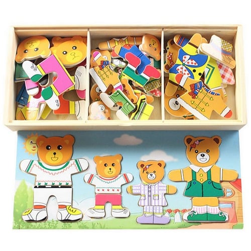 Wooden Puzzle Dressing Bear