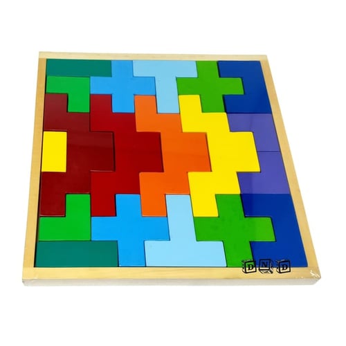 Balok Bangun Tetris Kayu Pelangi Wooden Block - Kids Toys