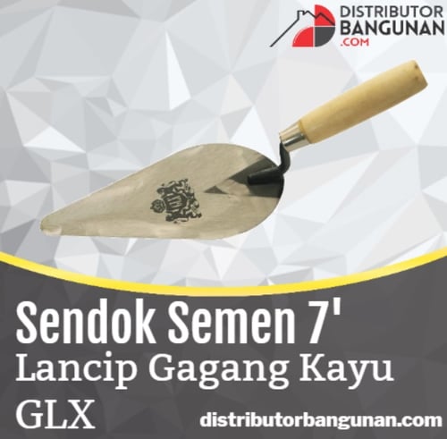 Sendok Semen 7 Lancip Gagang Kayu GLX