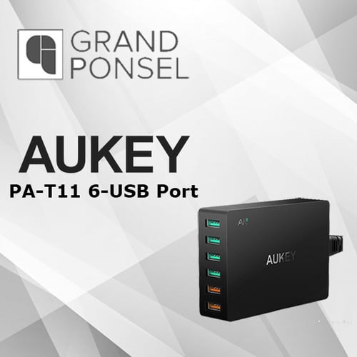 Aukey PA-T11 QC 3.0 Travel Wall Charger 6-USB Port (Dual Port QC 3.0)